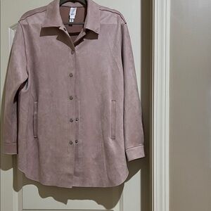 Wynne Layers Women's Pink Jacket size L Scuba like material but feels like suede